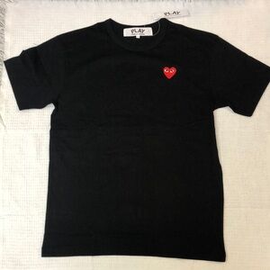 Comme des Garcons Black Short Sleeve Tee with Red Heart